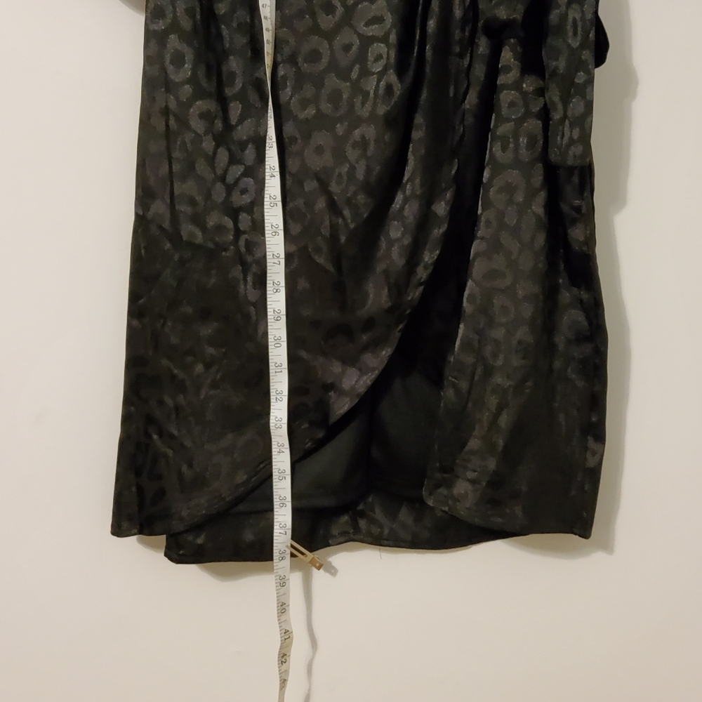 Savanna Jane Black Leopard Print Flare 3/4 Sleeves Wrap Dress Midi Dress - Picture 4 of 10